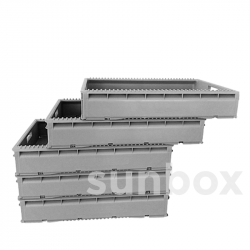 Fish transportation box. Stackable in variable positions