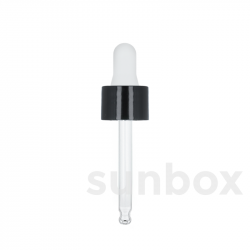 Black Gloss dropper 18/410 with white teat - Without seal