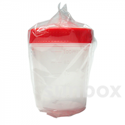 Sterile Sampling container 150ml with Red Cap