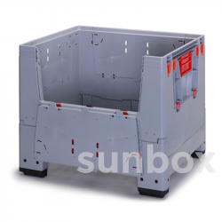 900L Folding box pallet with 4 door and 4 foots.
