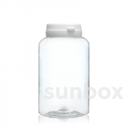 250ml PET Pill Jar with Hinged Lid